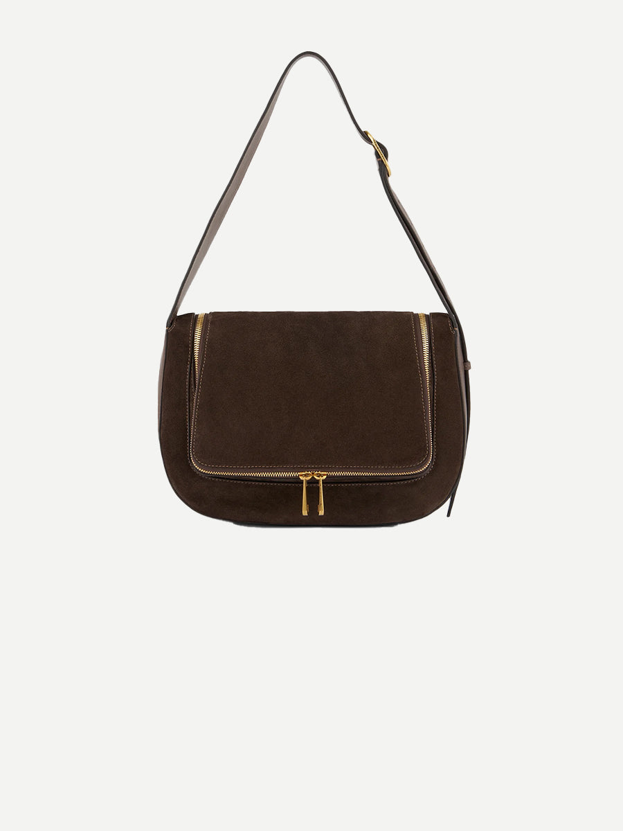 Anya Hindmarch | Vere New Shoulder Bag in Truffle Suede