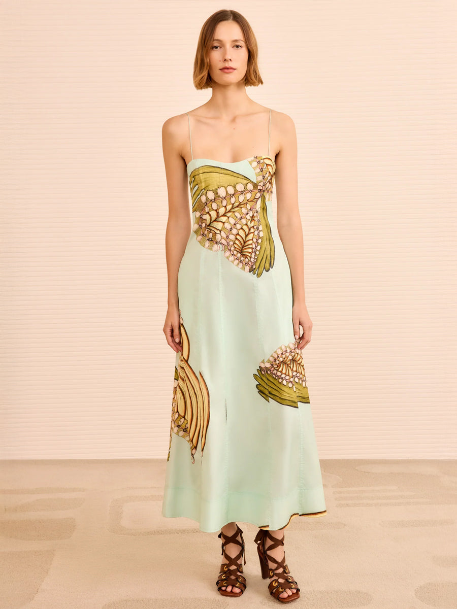 Vesela Cami Midi Dress in Water Blossoms