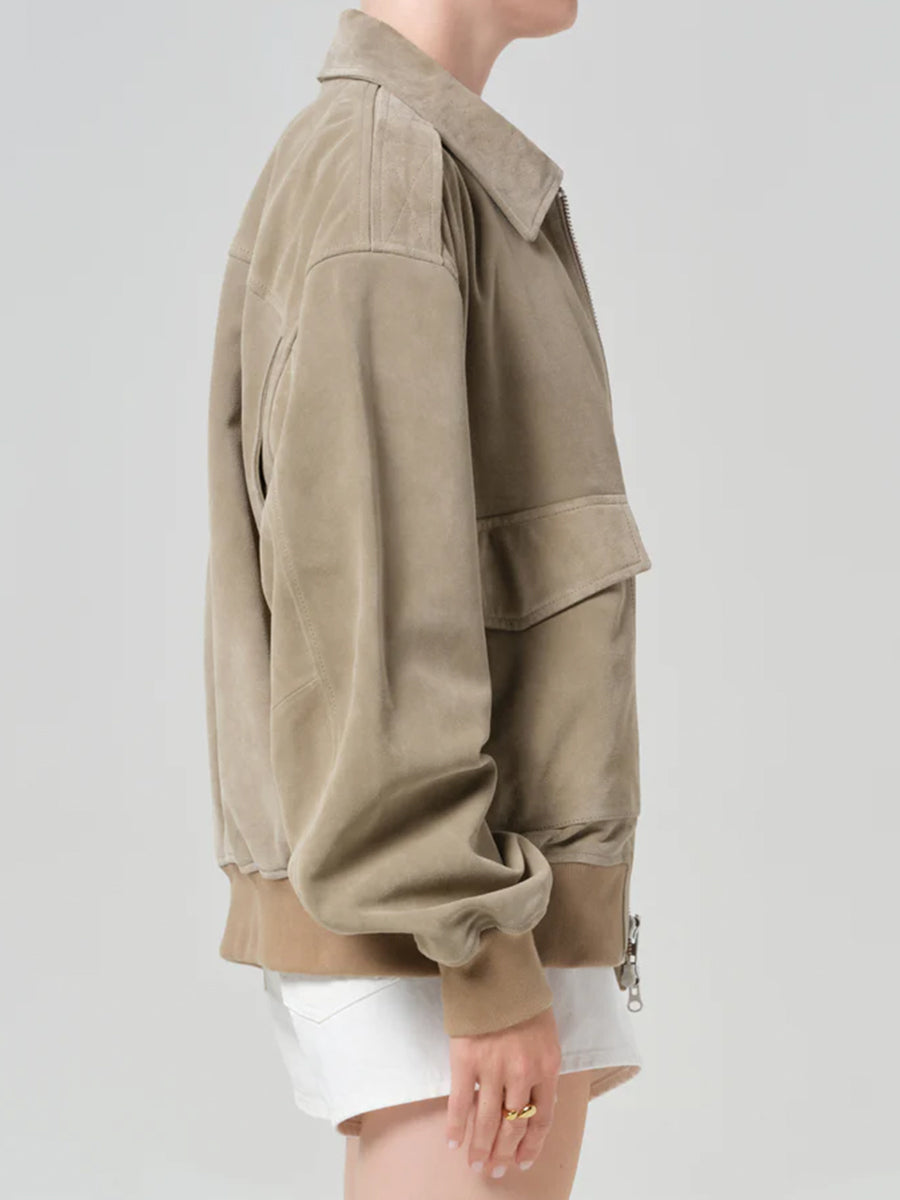 Vivienne Suede Jacket in Deep Olive