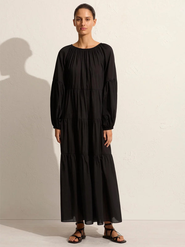 Matteau | Voluminious Tiered Dress in Black