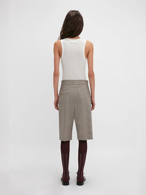 Victoria Beckham | Waistband Detailed Tailored Short in Dogtooth Check