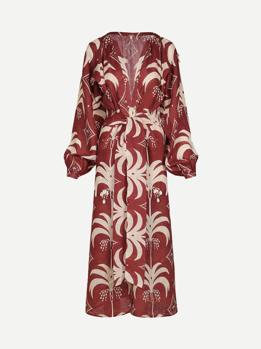Johanna Ortiz Weaving Waves Tunic Dress in Cherry/Ecru