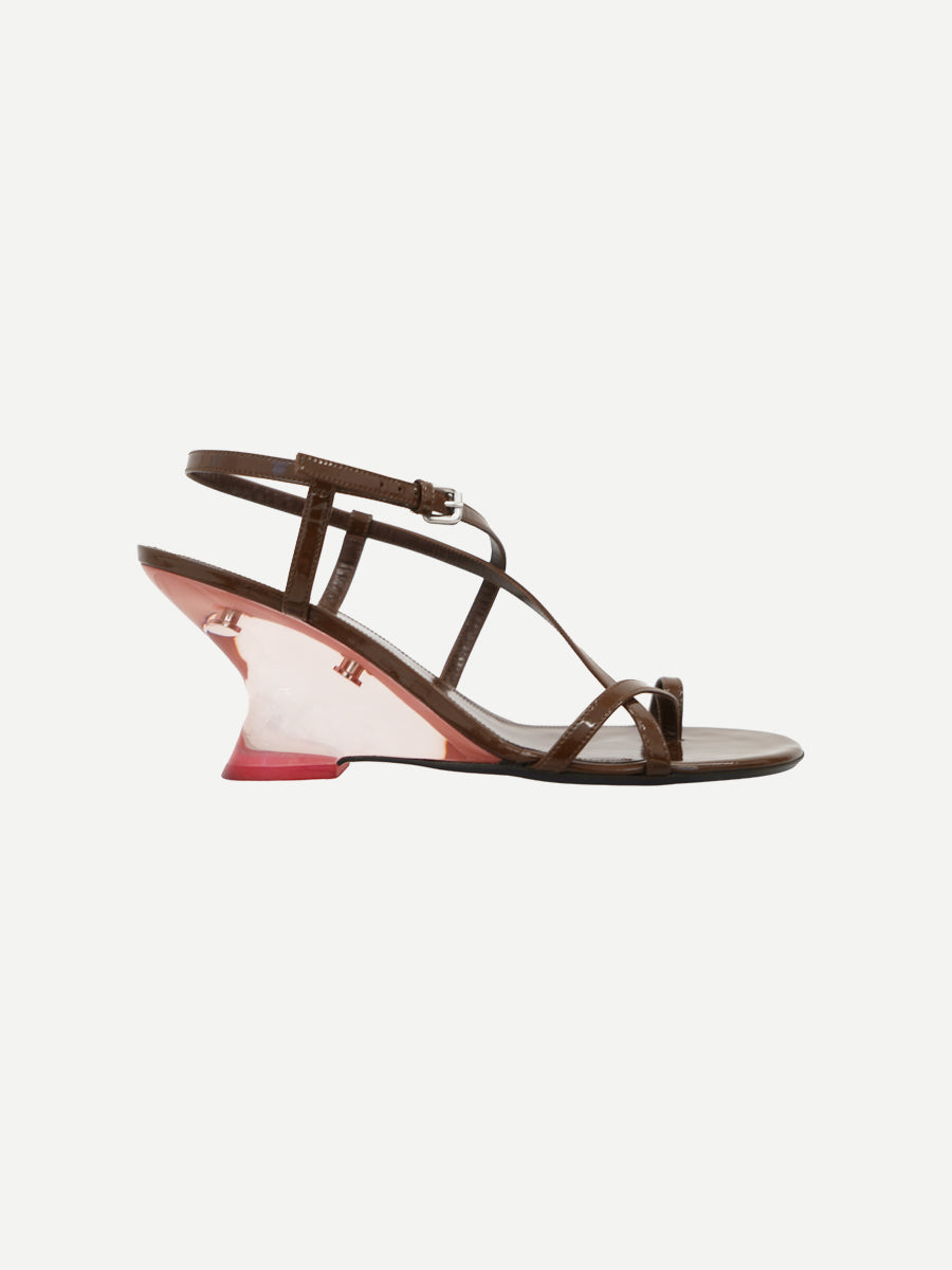 Wedged Heeled Sandal in Dark Brown