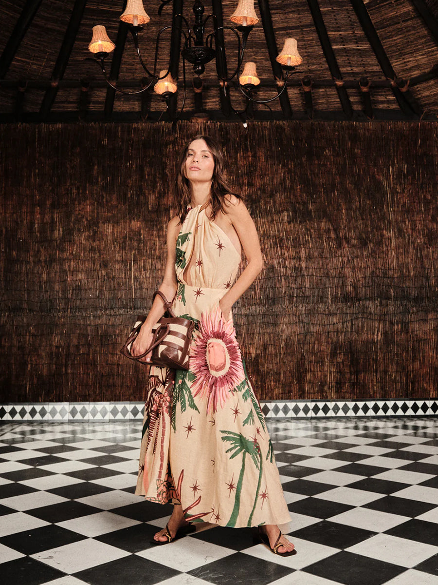 Johanna Ortiz Western Elements Ankle Dress in Ecru/Multicolour