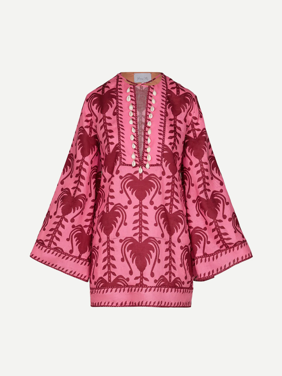 Johanna Ortiz Wild Savannah Tunic Dress in Pink Cherry