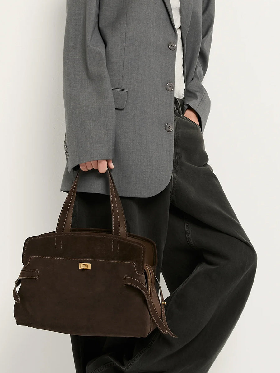 Anya Hindmarch Wilson Shoulder Bag in Truffle Suede