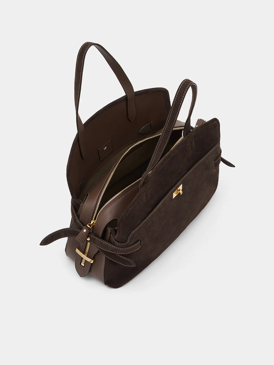 Anya Hindmarch Wilson Shoulder Bag in Truffle Suede