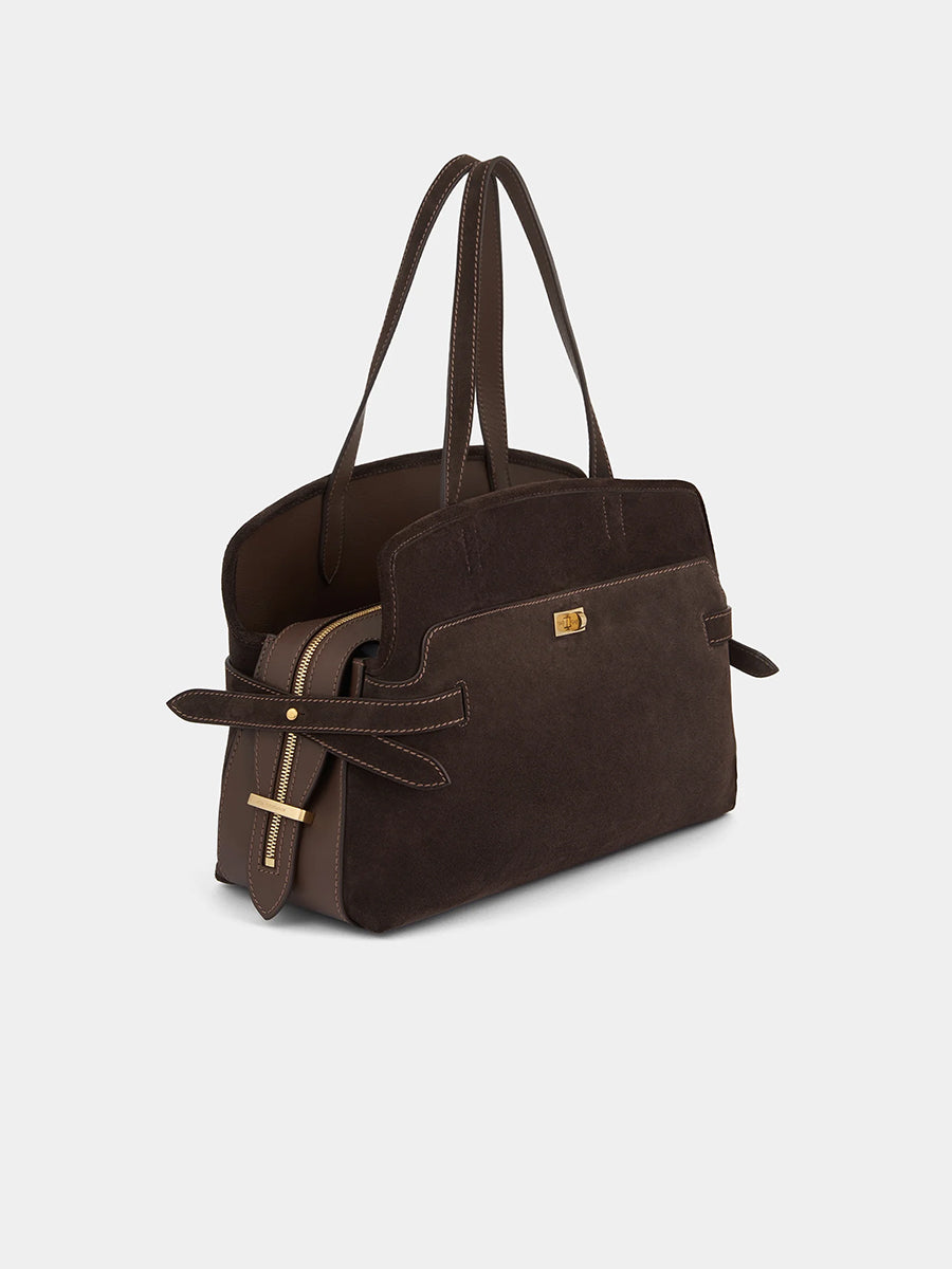 Anya Hindmarch Wilson Shoulder Bag in Truffle Suede