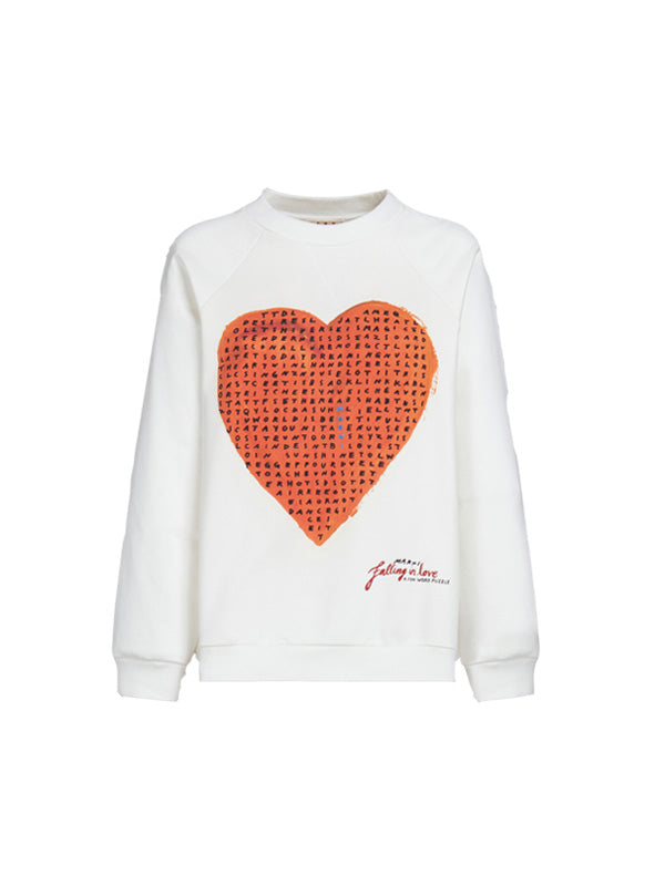 Marni White Sweatshirt with Heart Print