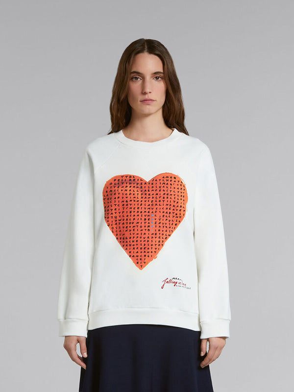Marni White Sweatshirt with Heart Print