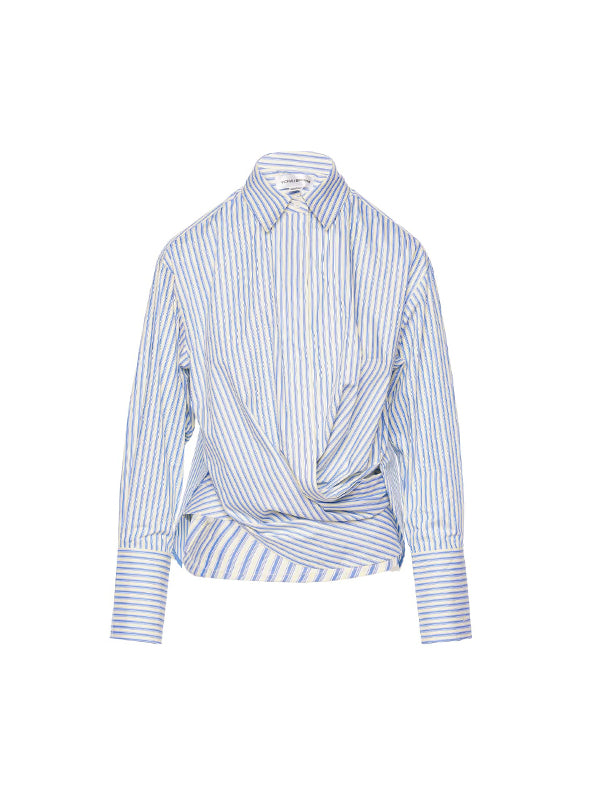 Victoria Beckham | Wrap Front Blouse in Chamomile/Oxford Blue