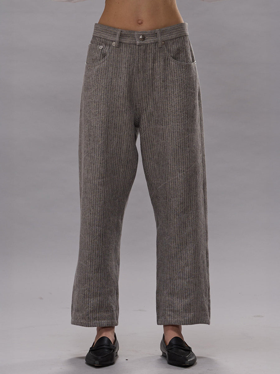 X Boyfriend Jean in Light Grey Stripe