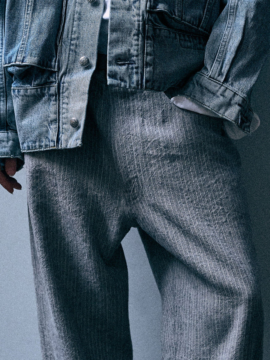 X Boyfriend Jean in Light Grey Stripe