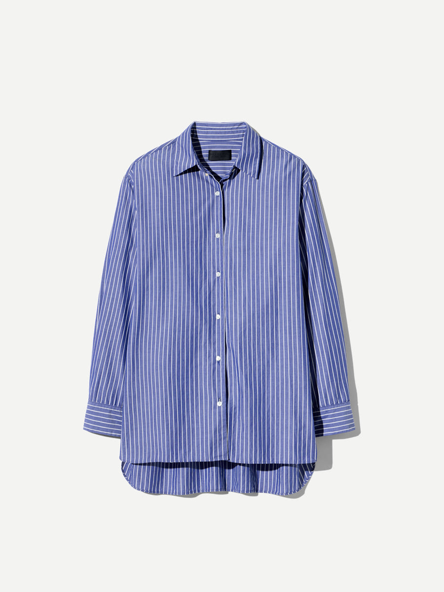 Nili Lotan Yorke Shirt in Dark Navy/White Stripe