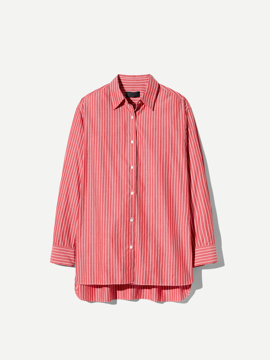 Nili Lotan Yorke Shirt in Red/White Stripe