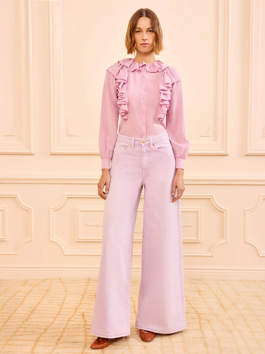 Ulla Johnson Zephyr Mid Rise Wide Leg Jean in Wisteria