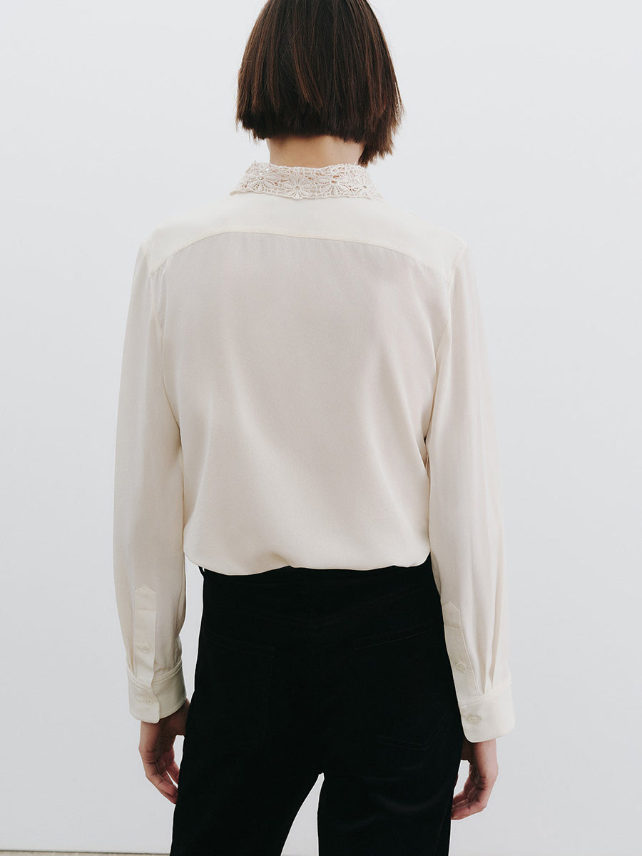 Zola Lace Silk Shirt in Ivory