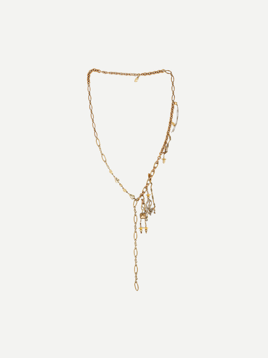 Scarf Belt Necklace in Old Brass