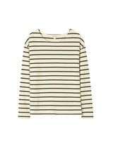 Nili Lotan Arlette Long Sleeve Shirt in Olive Stripe