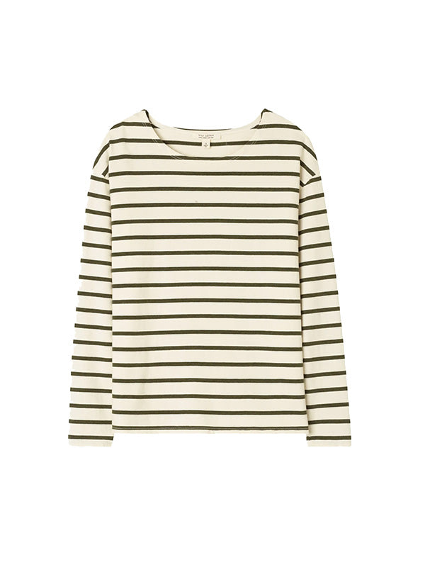 Nili Lotan Arlette Long Sleeve Shirt in Olive Stripe