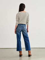 Nili Lotan Arlette Long Sleeve Shirt in Olive Stripe