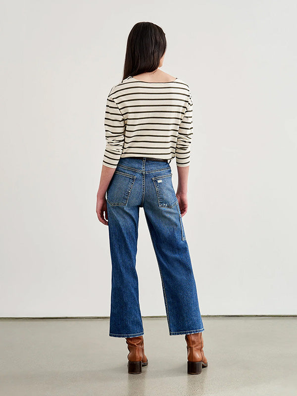 Nili Lotan Arlette Long Sleeve Shirt in Olive Stripe