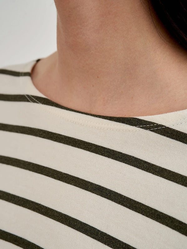 Nili Lotan Arlette Long Sleeve Shirt in Olive Stripe