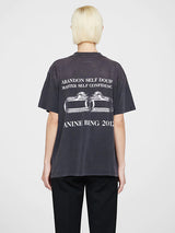 Anine Bing Ashton Tee Serpent in Washed Faded Black