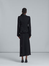 Marni Black Fitted Wool Blazer with Embroidery