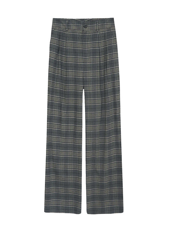 Anine Bing Carrie Pant in Grey Plaid