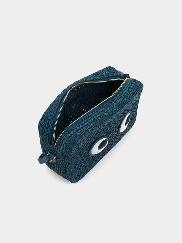 Anya Hindmarch Cross Body Eyes in Light Petrol Raffia