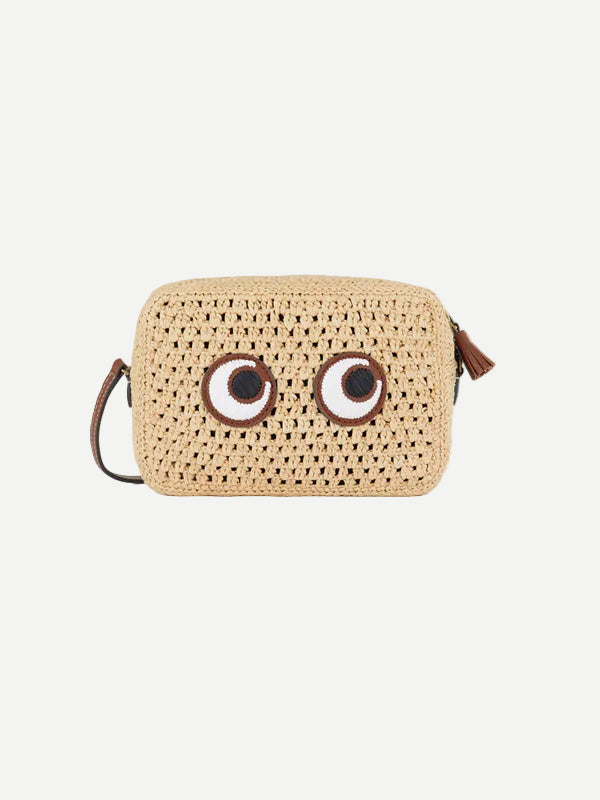 Anya Hindmarch Cross Body Eyes in Natural Raffia