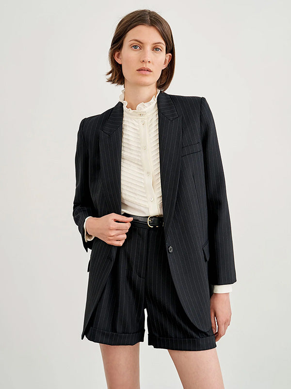 Nili Lotan Diane Blazer in Black Pinstripe