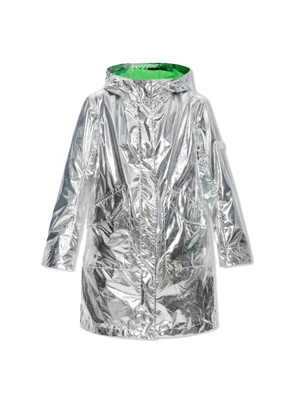 Yves Salomon Double Face Parka and Silver/Green