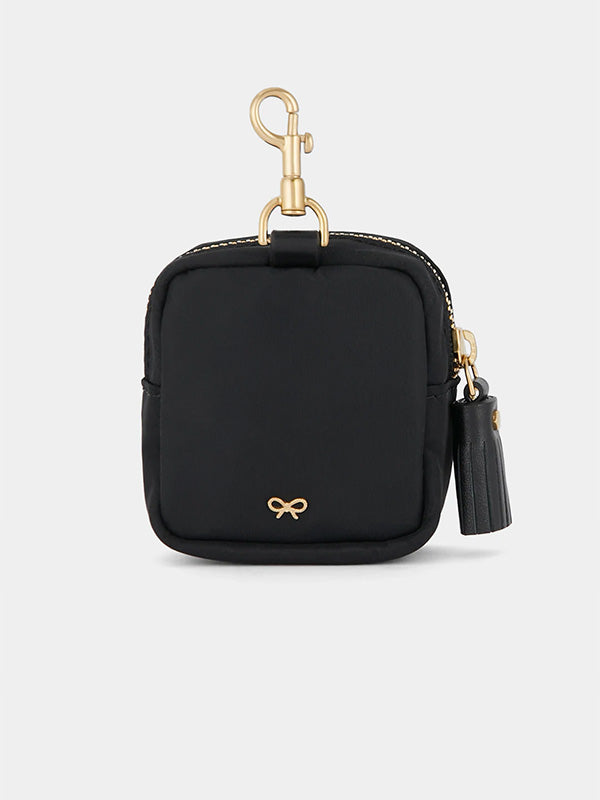 Anya Hindmarch Ear Phones Pouch in Black Recycled Nylon with Capra