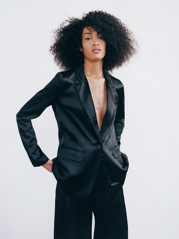 Nili Lotan Eveline Silk Jacket in Black
