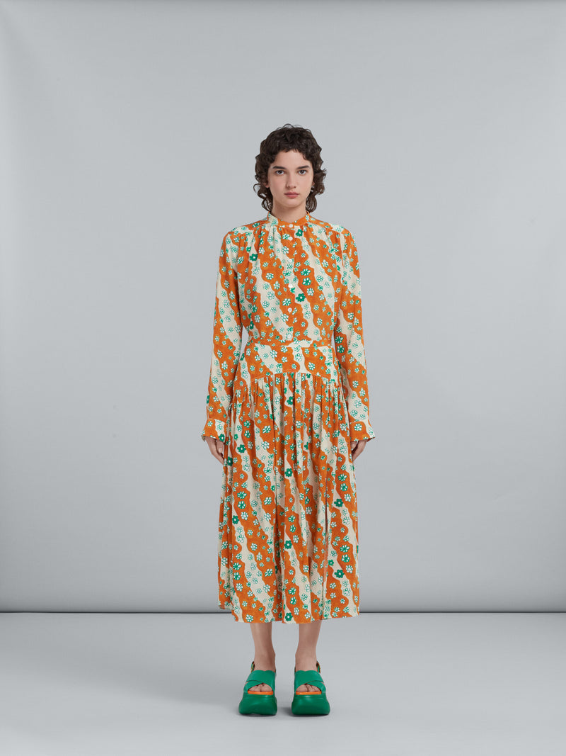 Marni Floral-print Silk Midi Skirt