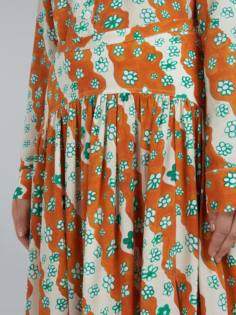 Floral-print Silk Midi Skirt