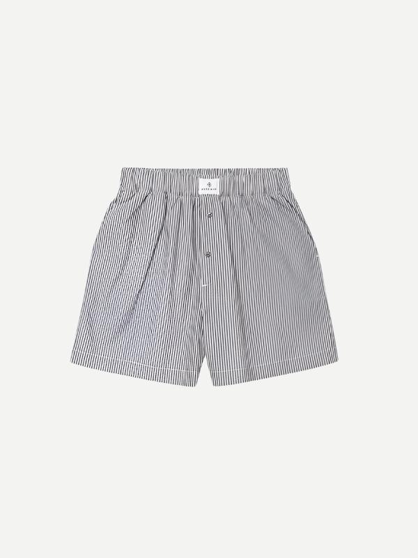 Anine Bing Liam Boxer Short in Grey and White Stripe