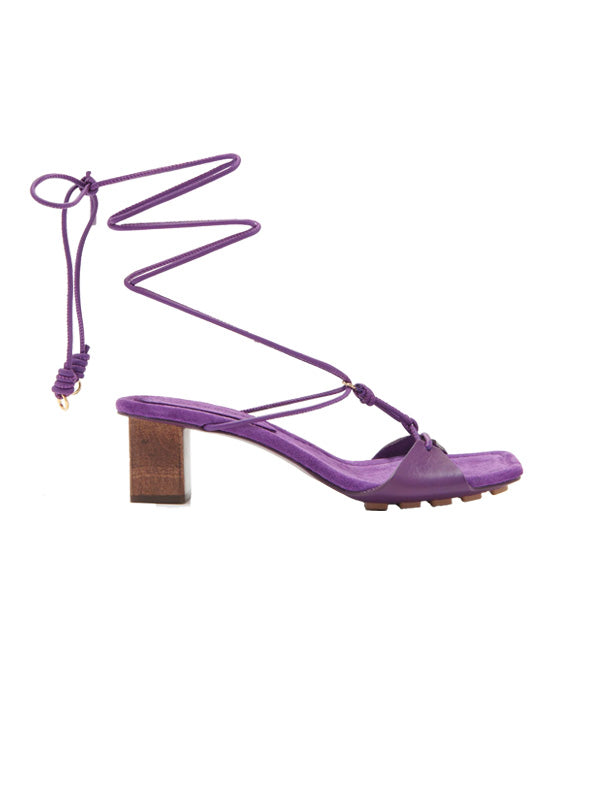 Ulla Johnson Loren Lace-up Midi Heel in Cassis