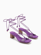 Ulla Johnson Loren Lace-up Midi Heel in Cassis