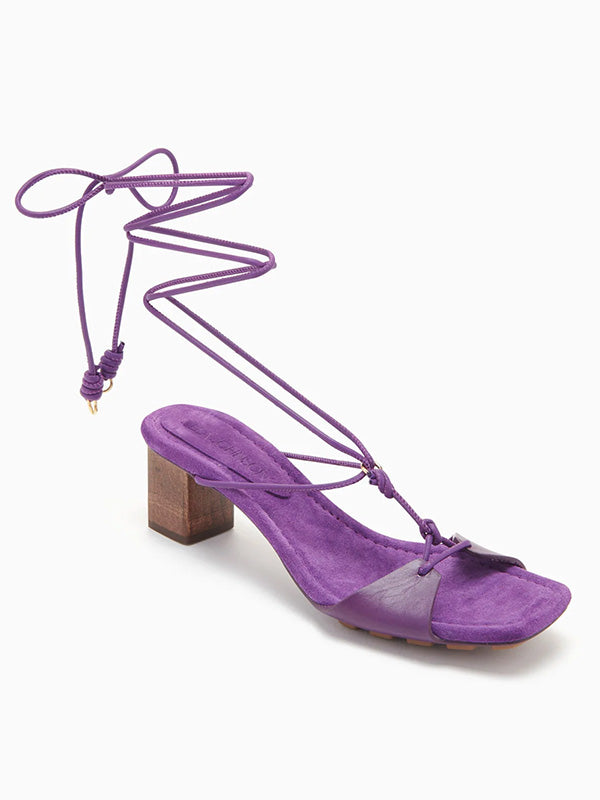 Ulla Johnson Loren Lace-up Midi Heel in Cassis