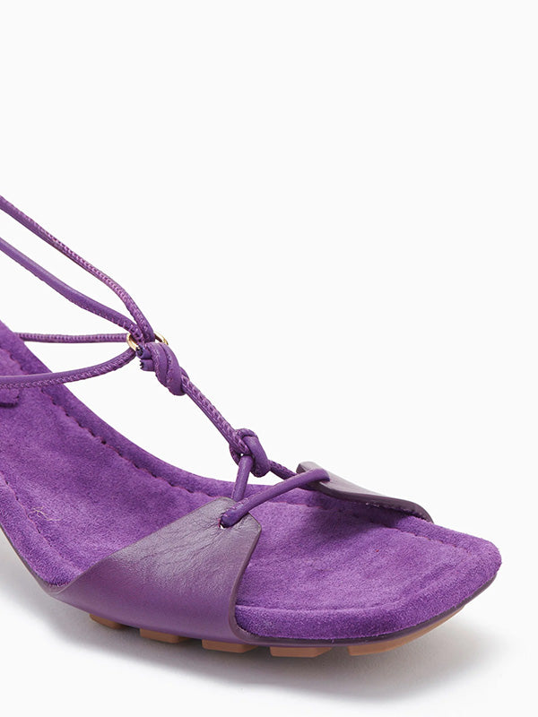 Ulla Johnson Loren Lace-up Midi Heel in Cassis