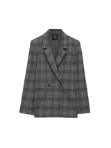 Anine Bing Madeleine Blazer in Grey Plaid