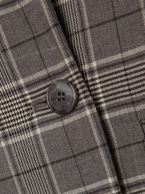 Anine Bing Madeleine Blazer in Grey Plaid
