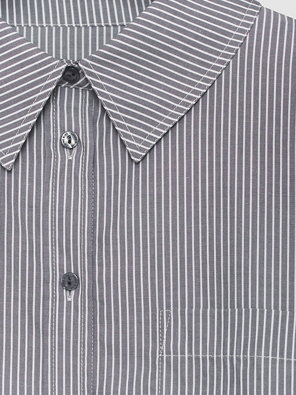 Anine Bing Mika Shirt in Grey and White Stripe