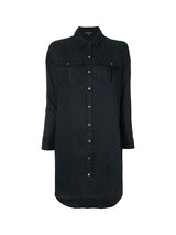 James Perse Military Linen Shirt Dress in French Navy
