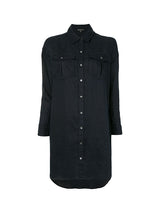 James Perse Military Linen Shirt Dress in French Navy