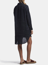 James Perse Military Linen Shirt Dress in French Navy