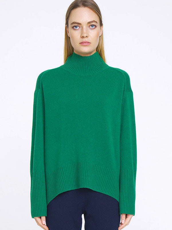 Aleger Cashmere N.07 Cashmere Chunky Polo in Emerald